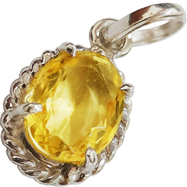 Golden Topaz Silver Pendant; Original & Certified